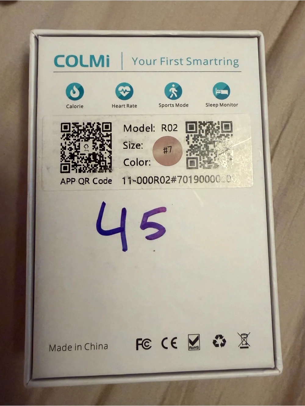 COLMI NWT Smart Ring in Rose Gold Size 7